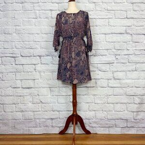 Anthropologie Floreat Zahara Indigo Snakeskin Print Knee-Length Dress